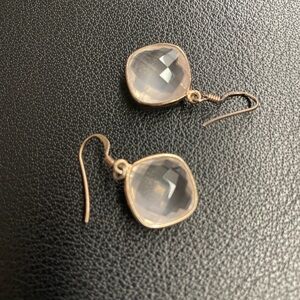 925 Rose Gold Plated Silver Drop Earrings – Blush Faceted Stone